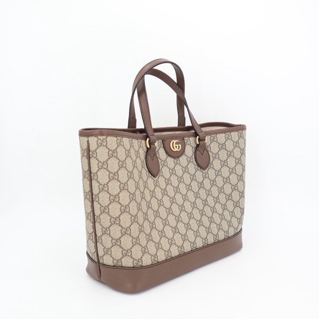 グッチ GUCCI GGスプリーム トートバッグ ショルダーバッグ 765043 ベージュ ブラウン PVC レザー レディース