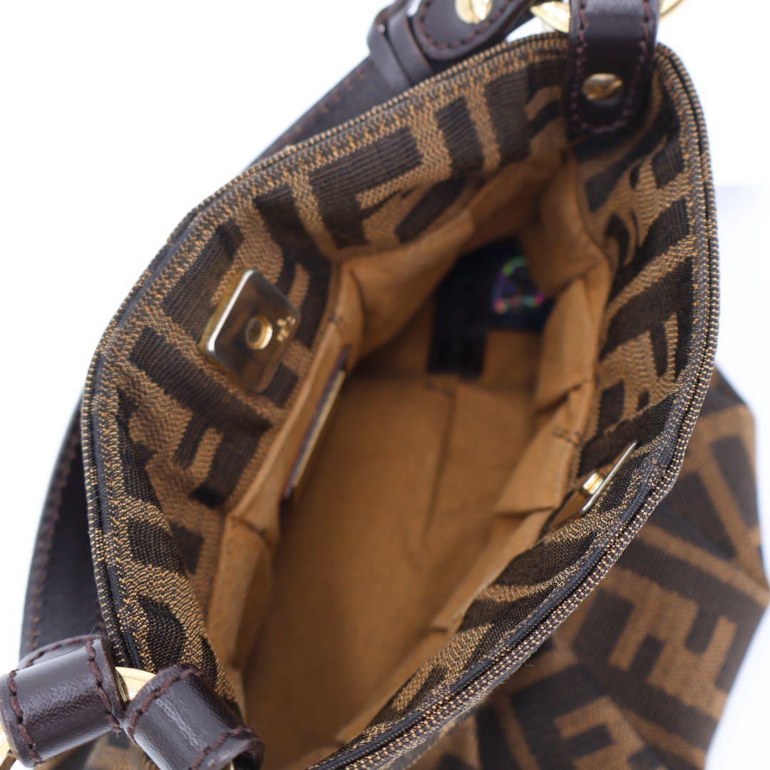 フェンディ FENDI ズッカ柄 ハンドバッグ キャンバス ブラウン 8BK044 レディース