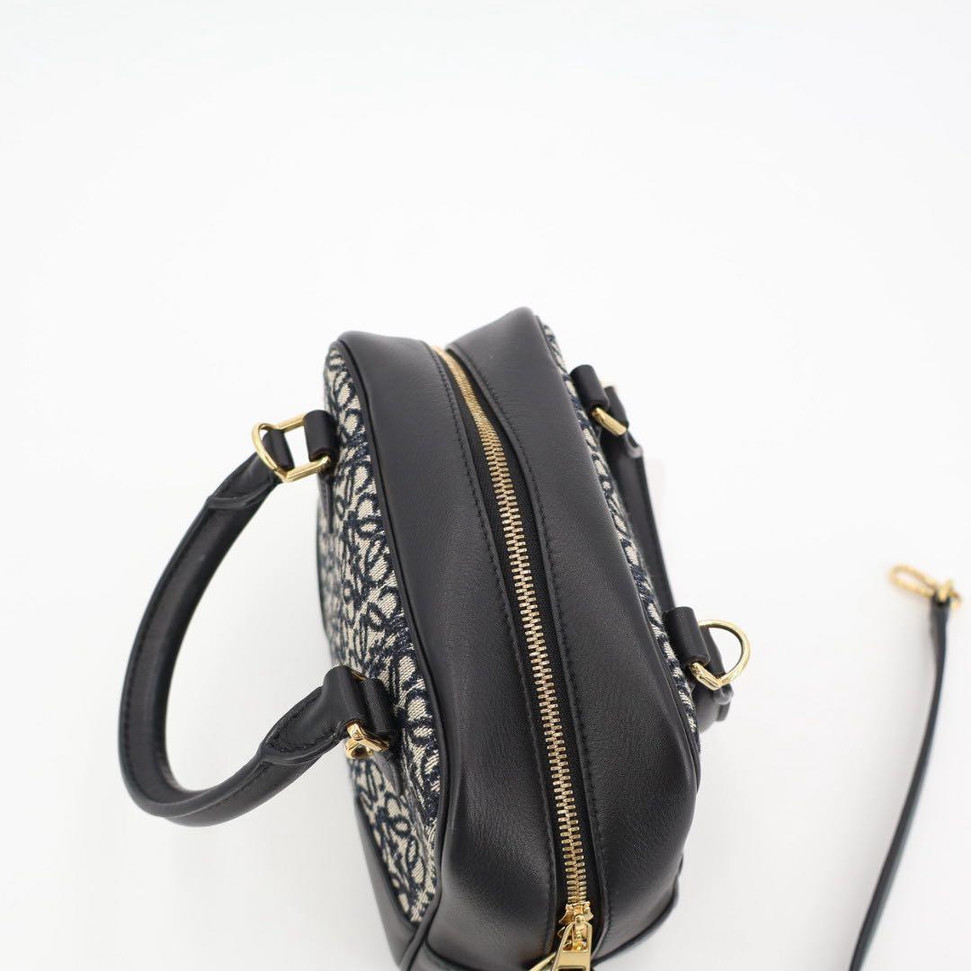 ロエベ LOEWE アマソナ16 ネイビー ブラック ゴールド金具 A039N21X03 カーフ アナグラムジャガード レディース ハンドバッグ