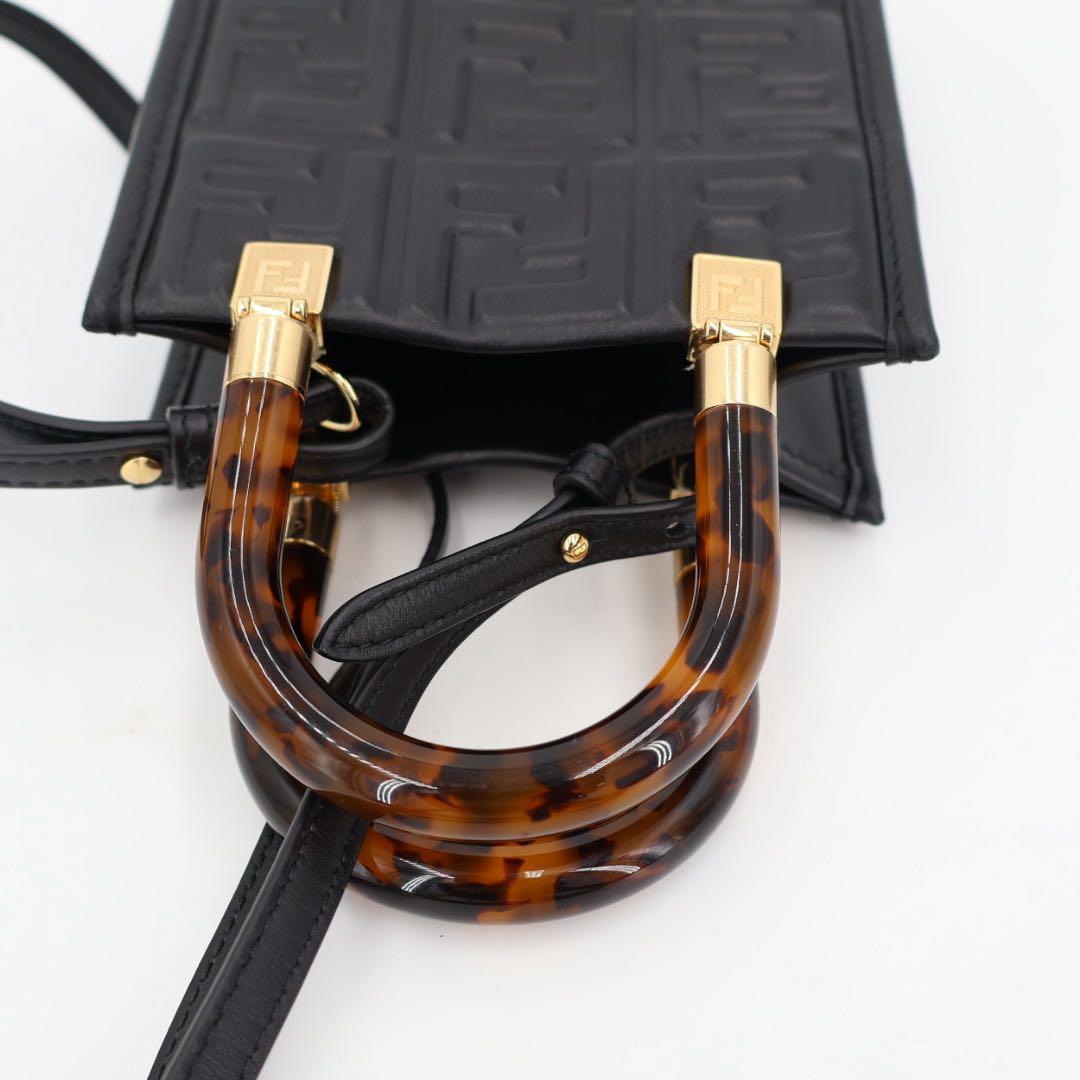 フェンディ Fendi ズッカ サンシャイン ショッパースモール レザー 2WAYハンドバッグ ブラック