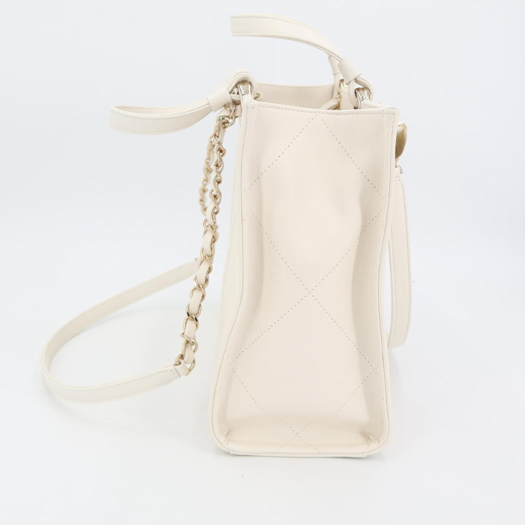 シャネル CHANEL スモールジップショップ 2WAY ホワイト AS3129 レディース トートバッグ 美品