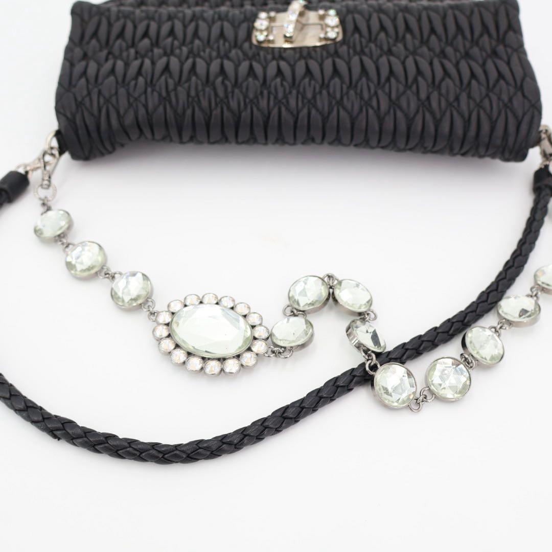 ミュウミュウ MIU MIU クリスタルビジュー ナッパ 3WAYクラッチバッグ