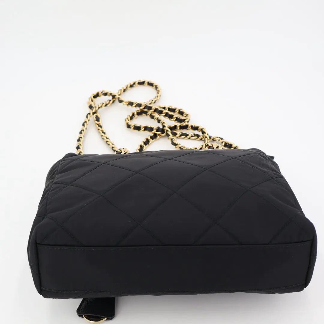 プラダ PRADA ナイロン ゴールドチェーンバッグ ブラック
