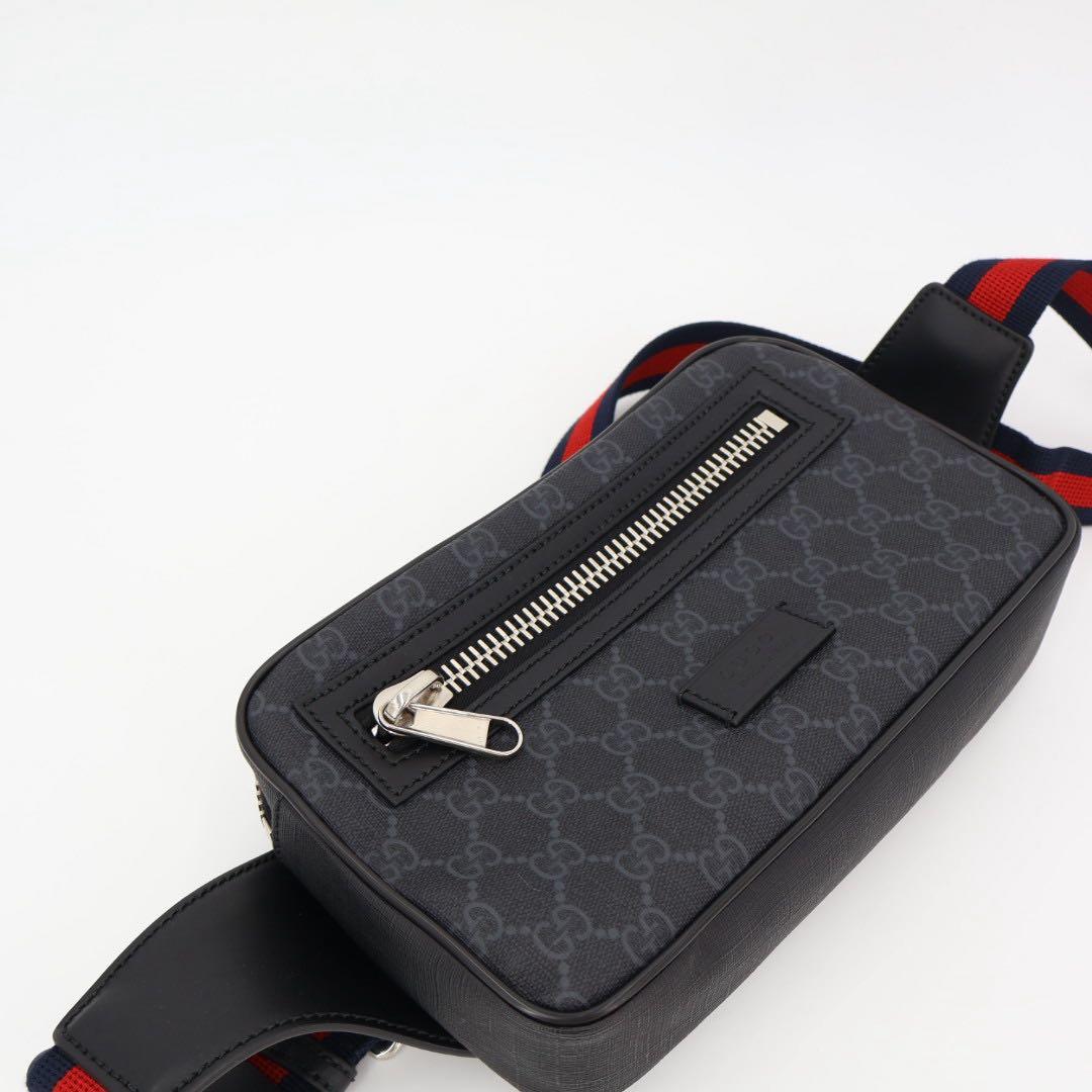 グッチ GUCCI ソフト GGスプリーム スリングバックパック グレー×ブラック クロスボディ ベルトバッグ ショルダーバッグ