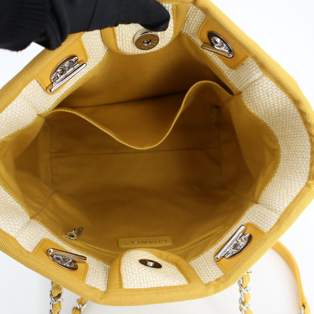 シャネル CHANEL ドーヴィル チェーントート ショルダーバッグ トートバッグ ハンドバッグ チェーンバッグ ストロー レザー かごバッグ レディース