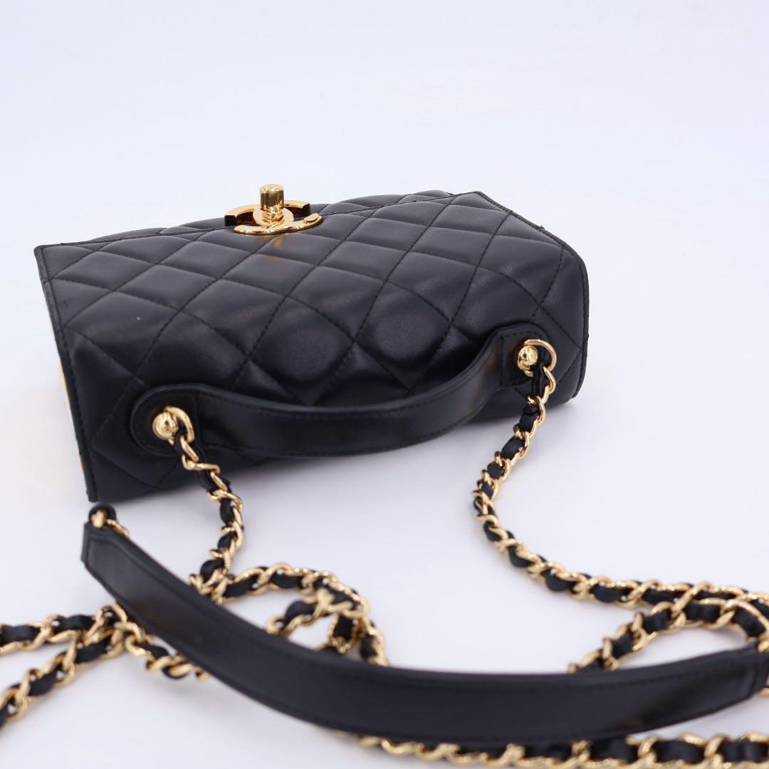 シャネル CHANEL ミニマトラッセ ラムスキン シングルフラップ シングルチェーンバッグ