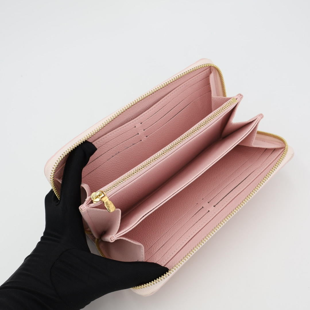ルイヴィトン LOUIS VUITTON 長財布 ジッピーウォレット サマースターダスト モノグラム アンプラント レザー ライトピンク
