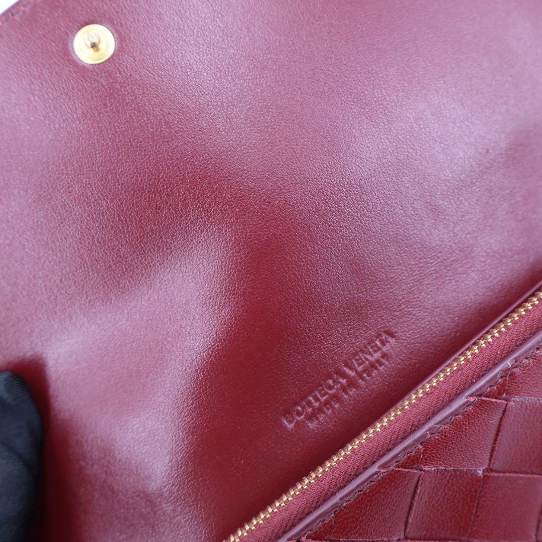ボッテガヴェネタ BOTTEGAVENETA 長財布 イントレチャート ボルドー レザー レディース