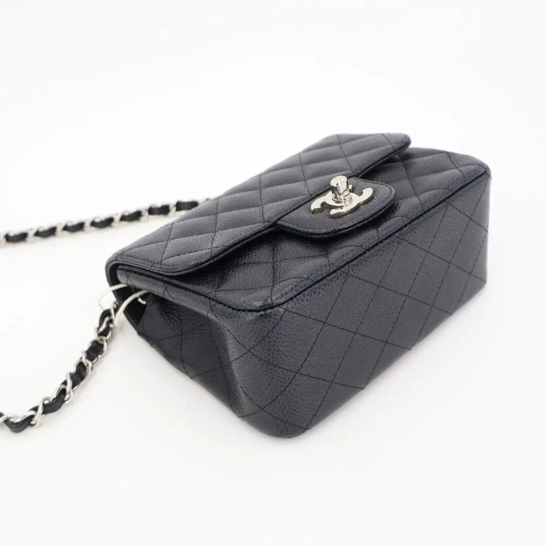 シャネル CHANEL ミニマトラッセ キャビアスキン シングルフラップ シングルチェーンバッグ
