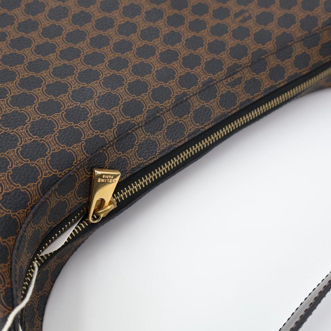 セリーヌ CELINE ワンショルダーバッグ 黒マカダム サークルロゴ 肩掛け 茶