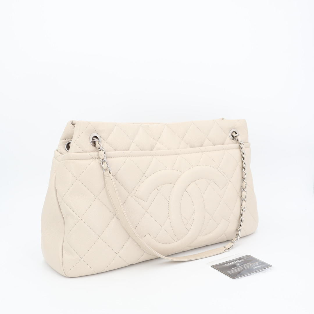 シャネル CHANEL チェーントートバッグ マトラッセ ココマーク グレーベージュ ソフトキャビアスキン