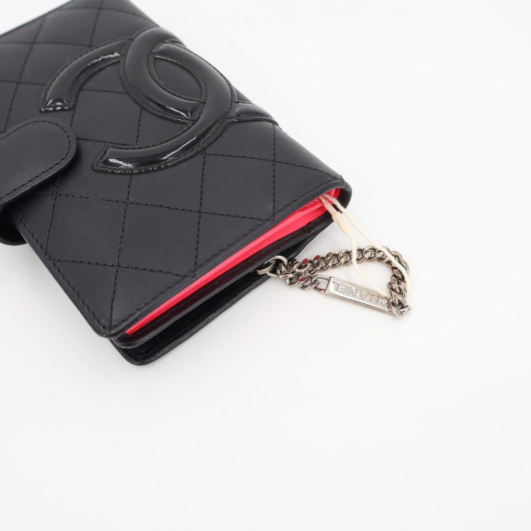 シャネル CHANEL ココマーク カンボン レザー 二つ折り財布 ブラック レディース ブランド