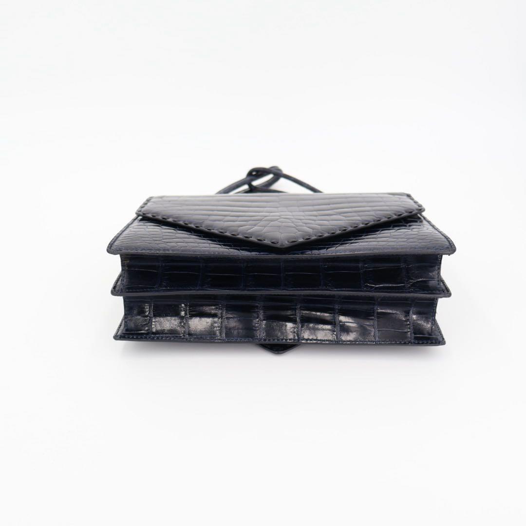 ボッテガ·ヴェネタBOTTEGA VENETA ハンドバック クロコバッグミニ ネイビー クロコダイル