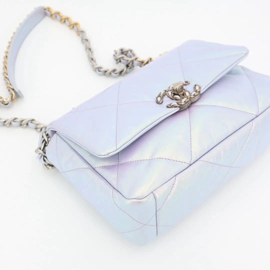 シャネル CHANEL シャネル19 カーフ 2WAYショルダーバッグ オーロラ シルバー金具 ICチップあり B07690