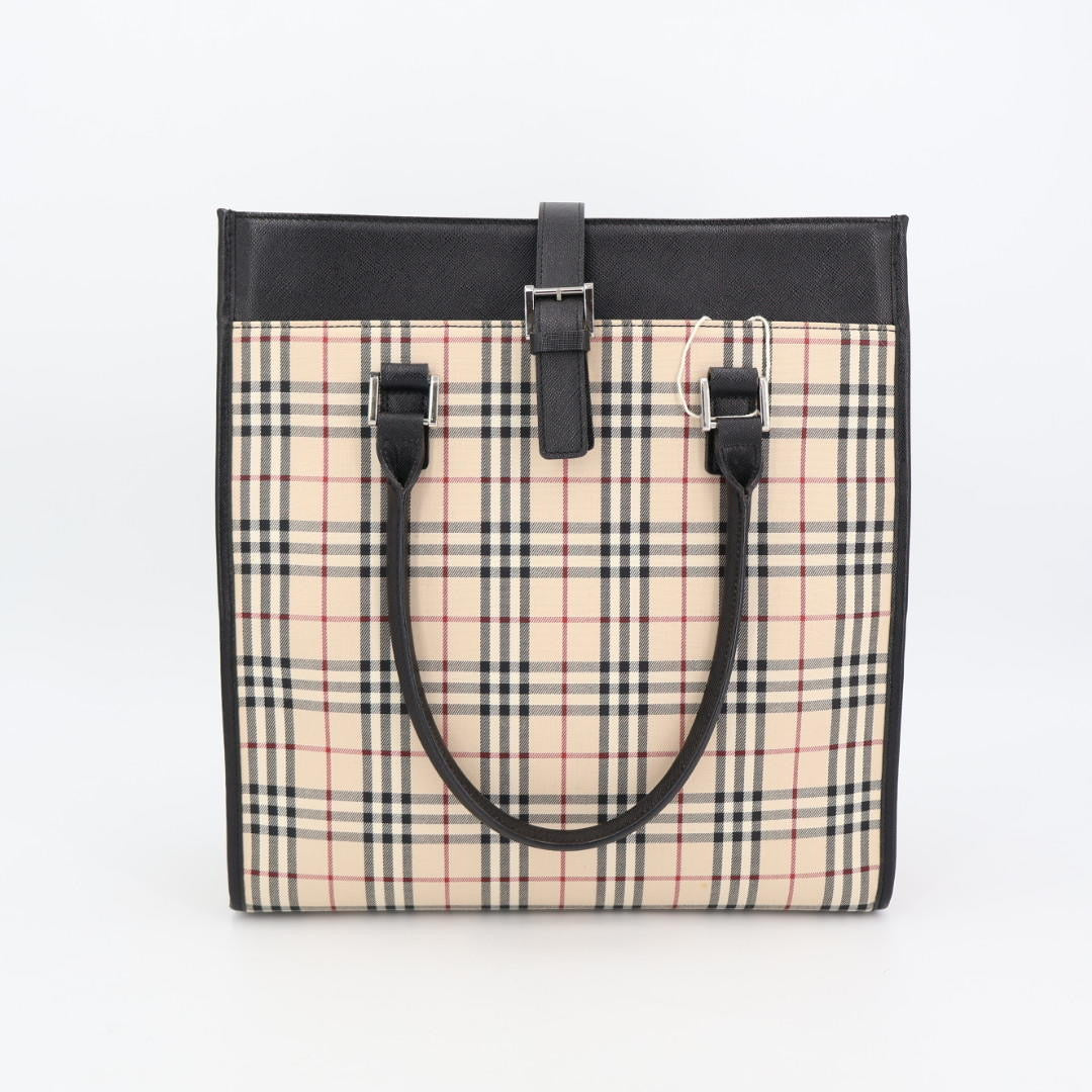 バーバリー BURBERRY ノバチェック トートバッグ ハンドバッグ キャンバス 型押しレザー ベージュ 赤 レッド ブラック 黒 ホワイト 白