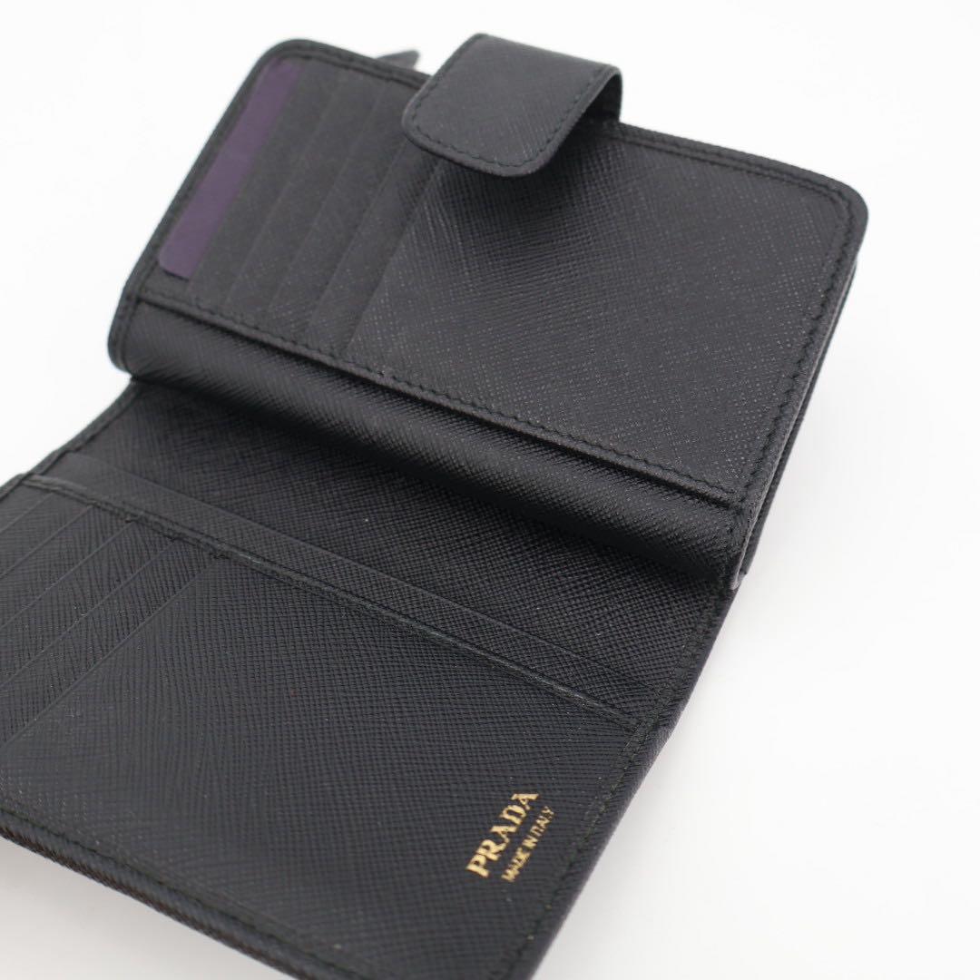 プラダ PRADA 折財布 サイフ SAFFIANO METAL 1ML225 QWA NERO ブラック F0002 2つ折財布