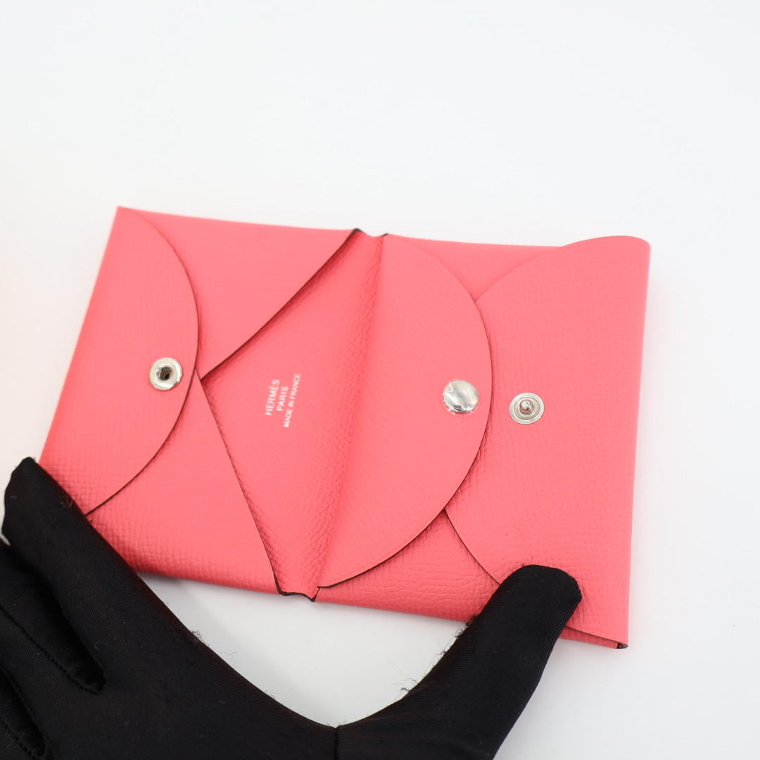 エルメス HERMES カードケース カルヴィ レザー ピンク レディース