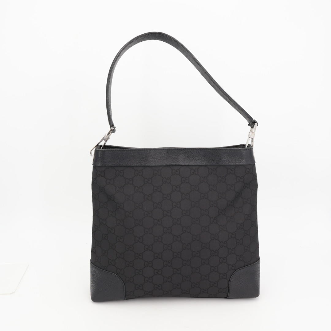 グッチ GUCCI ブラック GGキャンバス レザー ショルダーバッグ レディース