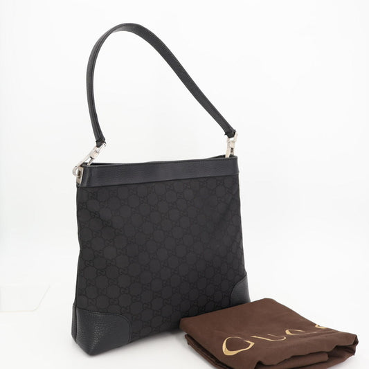 グッチ GUCCI ブラック GGキャンバス レザー ショルダーバッグ レディース