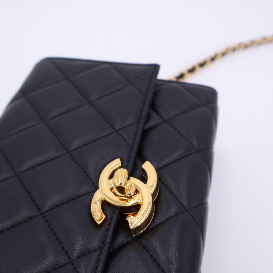 シャネル CHANEL ミニマトラッセ ラムスキン シングルフラップ シングルチェーンバッグ