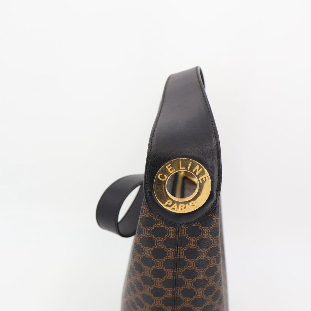 セリーヌ CELINE ワンショルダーバッグ 黒マカダム サークルロゴ 肩掛け 茶