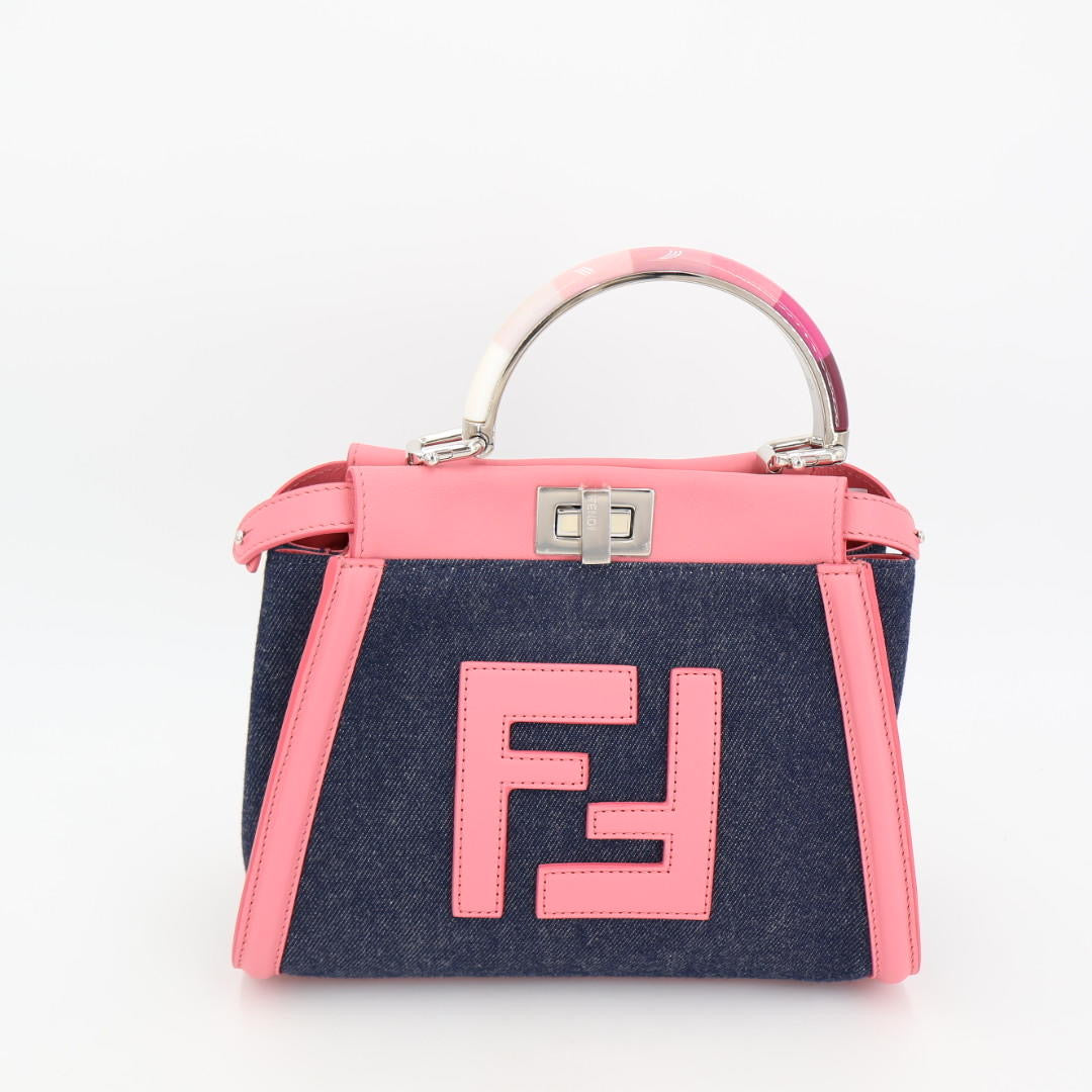 フェンディ Fendiピーカブー アイシーユー スモール デニム＆レザー