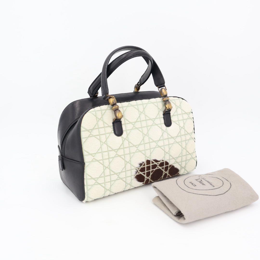 クリスチャンディオール Christian Dior ハンドバッグ カナージュ ハラコ BLK/MA-0091