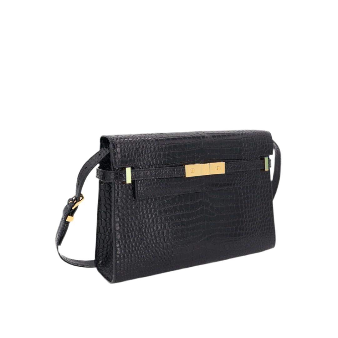 サンローラン Saint Laurent ショルダーバッグ マンハッタン ミディアム 型押しレザー 美品