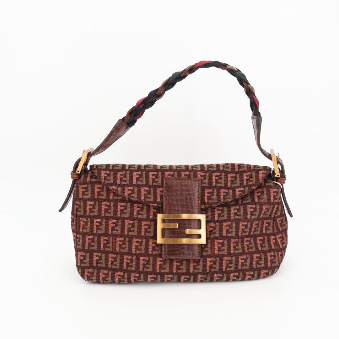フェンディ Fendi ズッキーノ キャンバスxレザー ショルダーバッグ
