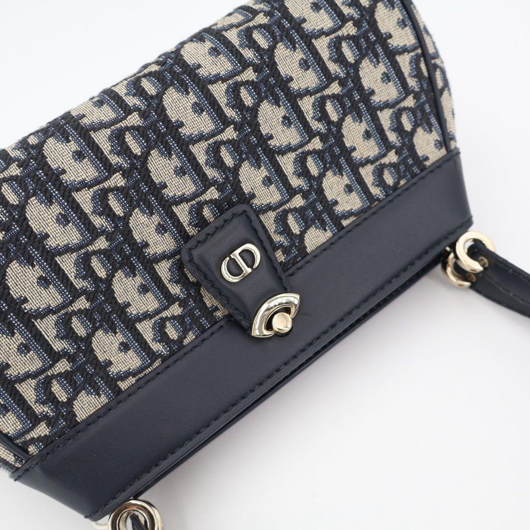 クリスチャンディオール Christian Dior オブリーク ディオール キー キャンバス×レザー ハンドバッグ 美品