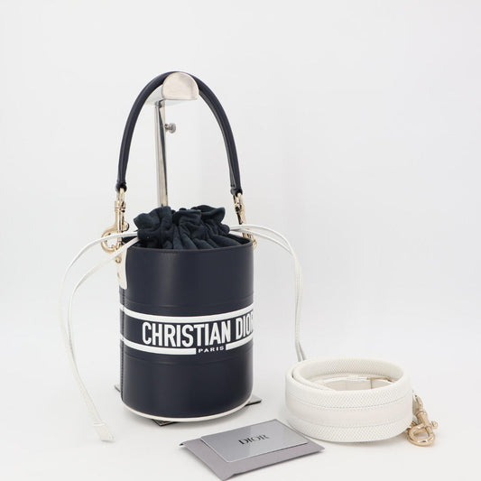 クリスチャンディオール Christian Dior ヴァイブ マイクロバケットバッグ カーフスキン ネイビー 美品