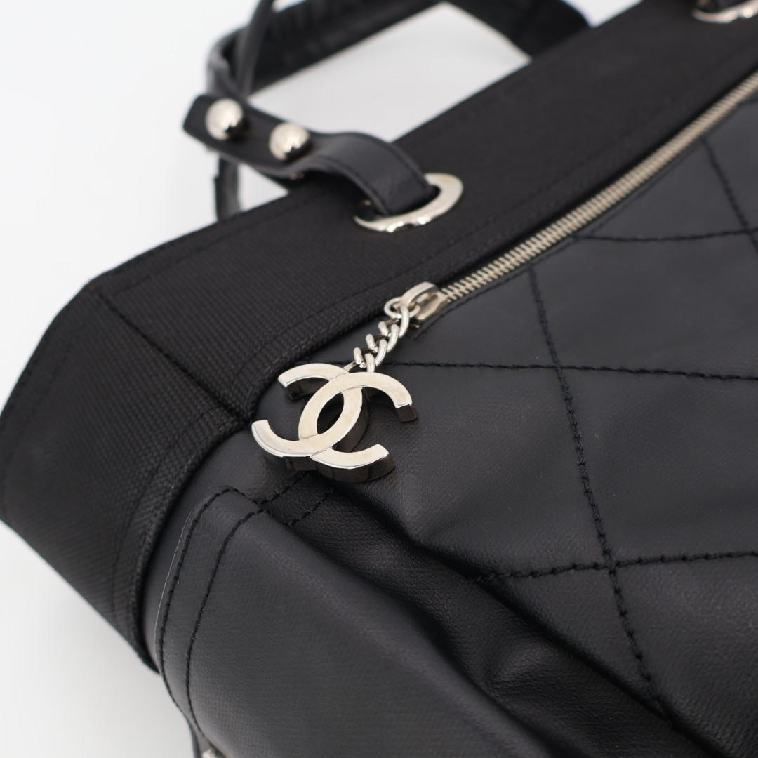 シャネル CHANEL パリビアリッツ トート GM ココマーク トートバッグ コーティングキャンバス ブラック A34210 レディース