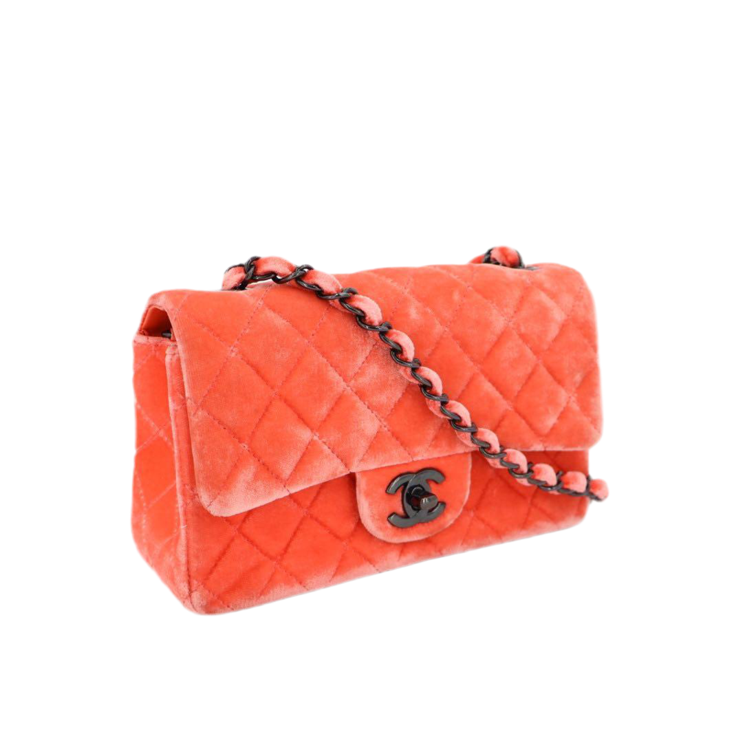 シャネル CHANEL チェーンショルダーバッグ ミニマトラッセ ピンク ベロア ブラック金具 レディース