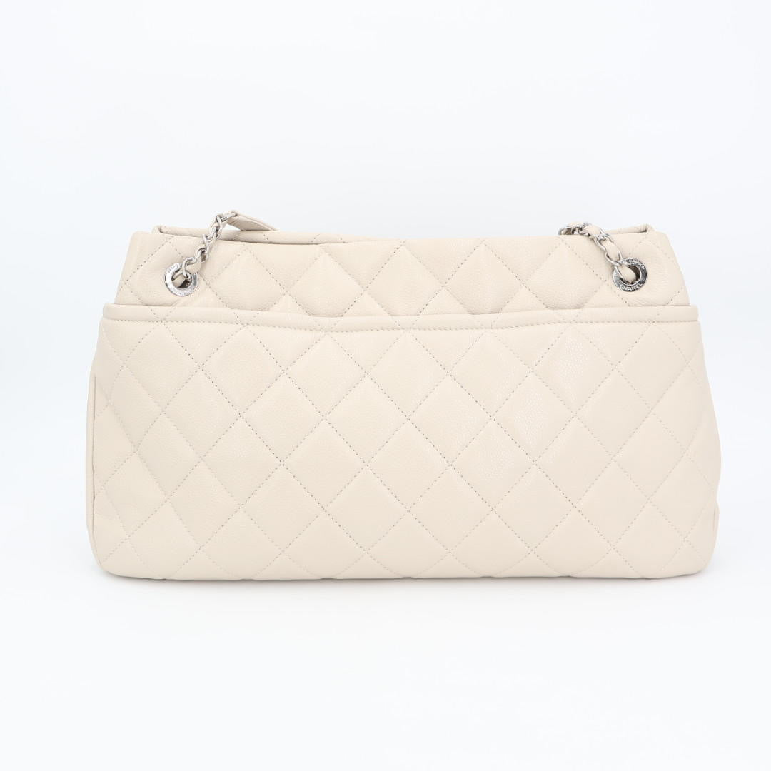 シャネル CHANEL チェーントートバッグ マトラッセ ココマーク グレーベージュ ソフトキャビアスキン
