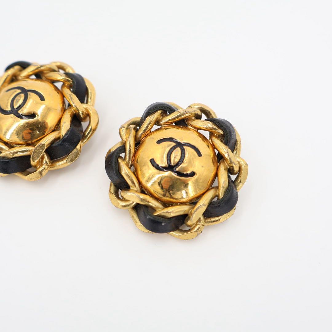 シャネル CHANEL ココマーク 29 ブローチ GP×革 ゴールド キズ スレ