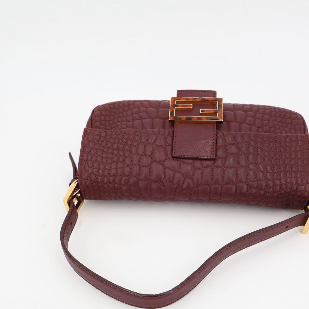 フェンディ Fendi マンマバケット レザー ショルダーバッグ ボルドー