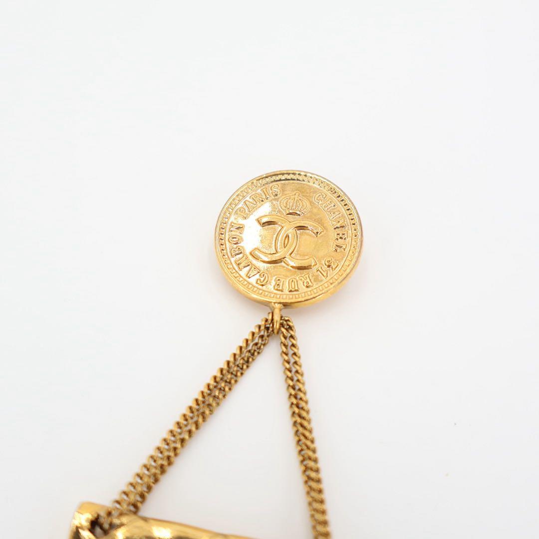 シャネル CHANEL ブローチ マトラッセ ココマーク バッグモチーフ アクセサリー ゴールド ヴィンテージ