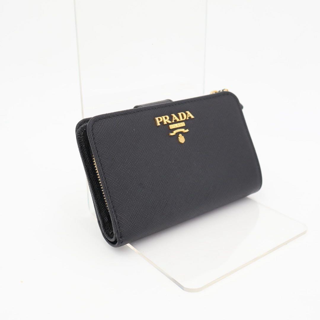 プラダ PRADA 折財布 サイフ SAFFIANO METAL 1ML225 QWA NERO ブラック F0002 2つ折財布