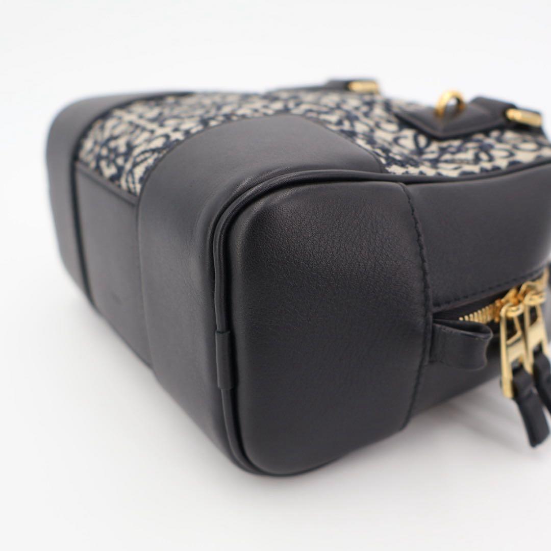 ロエベ LOEWE アマソナ16 ネイビー ブラック ゴールド金具 A039N21X03 カーフ アナグラムジャガード レディース ハンドバッグ