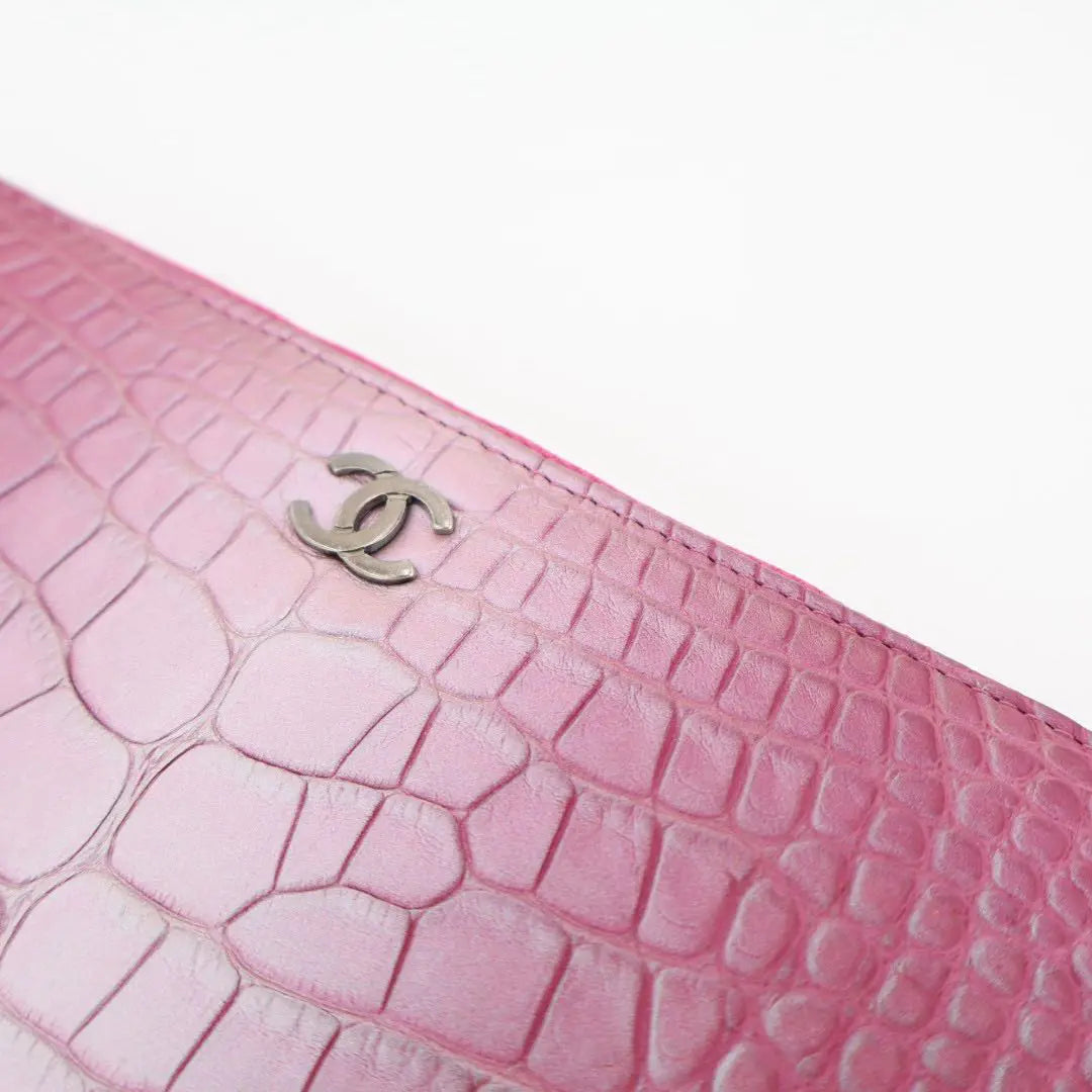 シャネル CHANEL 長財布 ココマーク エキゾチック アリゲーターマット ロングジップウォレット 美品