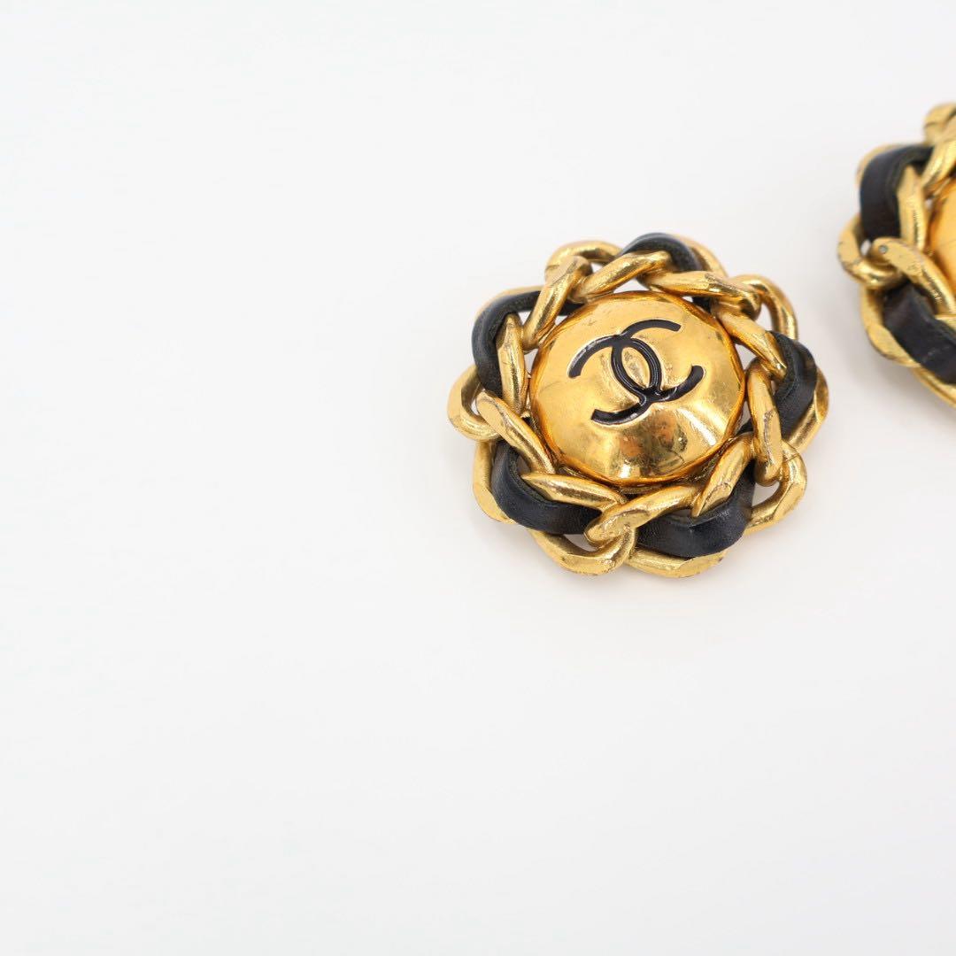 シャネル CHANEL ココマーク 29 ブローチ GP×革 ゴールド キズ スレ