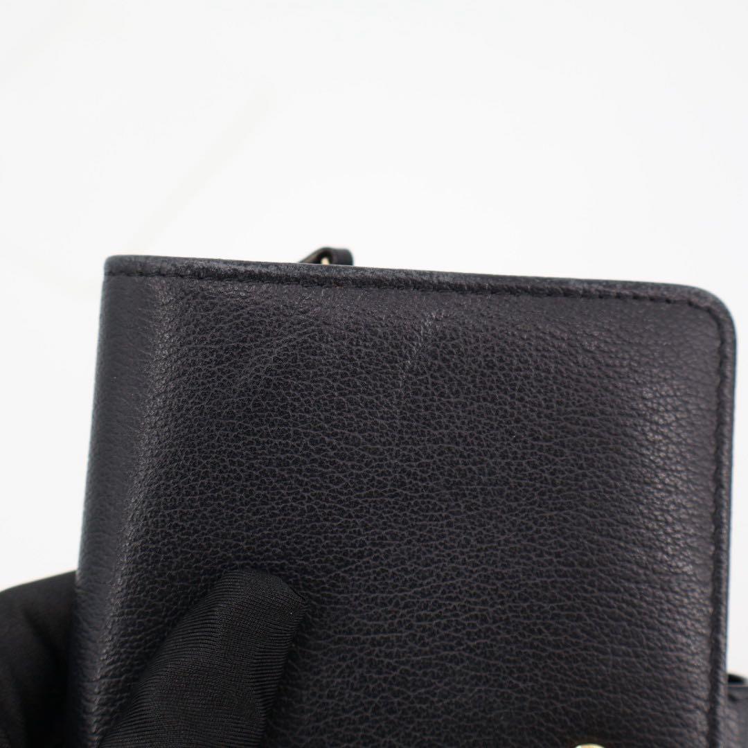 シャネル CHANEL カメリア 二つ折り財布 レザー ブラック