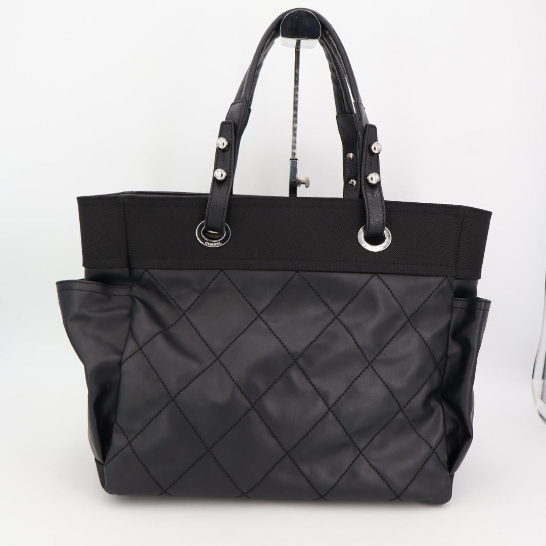 シャネル CHANEL パリビアリッツ トート GM ココマーク トートバッグ コーティングキャンバス ブラック A34210 レディース