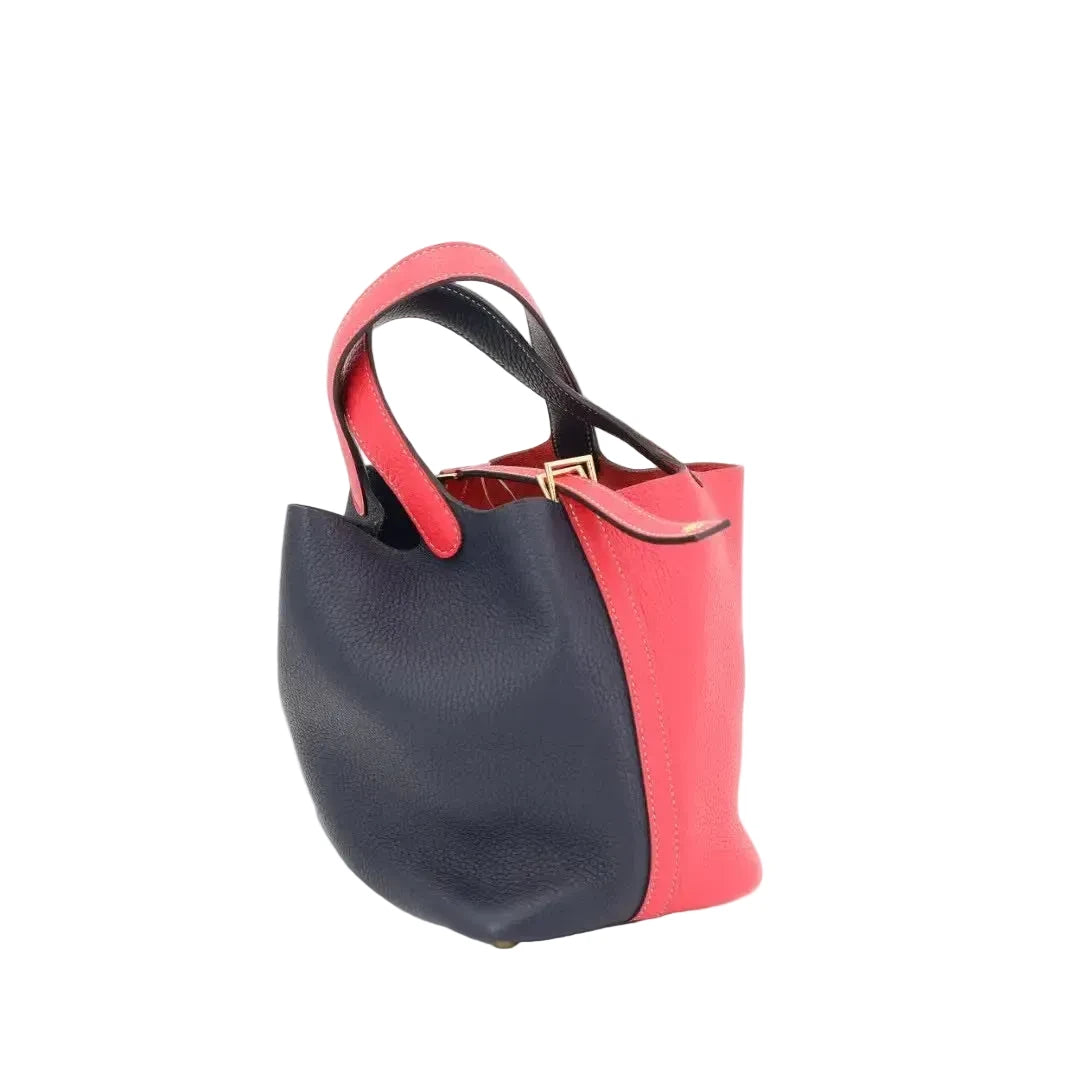 エルメス HERMES ピコタンロック　カザック18/PM　ローズエクストリーム/　ブルーニュイ　トリヨンクレマンス　ゴールド金具