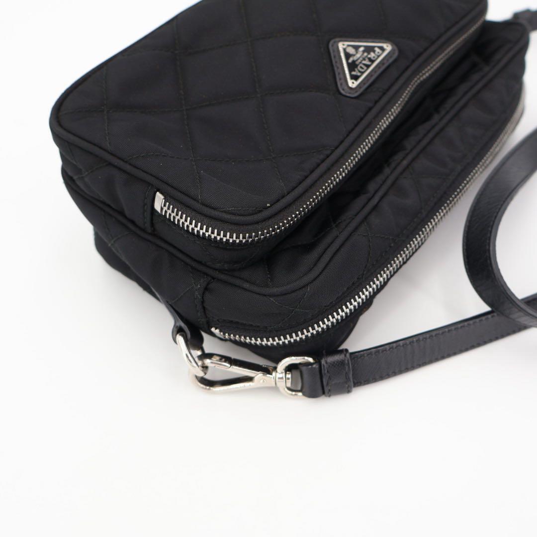 プラダ PRADA ショルダーバッグ キルティング ブラック ナイロン BT1027