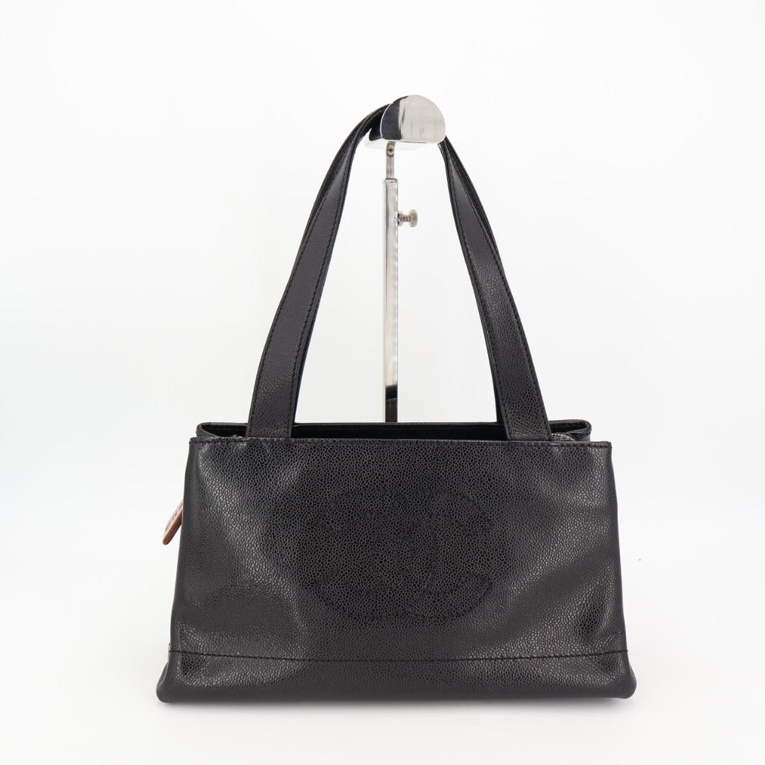 シャネル CHANEL 牛革 ハンドバッグ ゴールド金具 ブラック