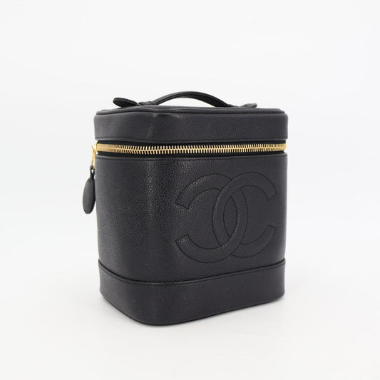 シャネル CHANEL ハンドバッグ バニティバッグ キャビアスキンレザー ブラック