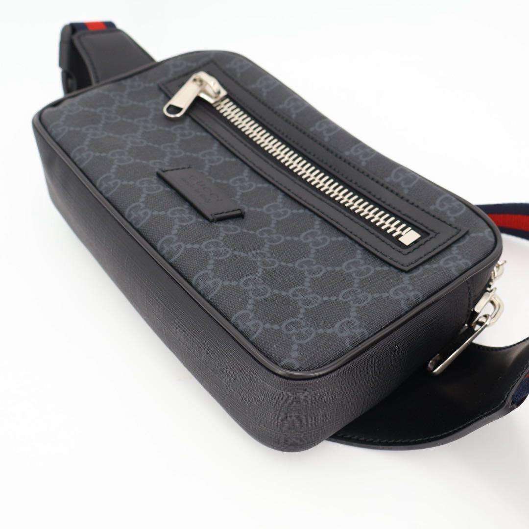 グッチ GUCCI ソフト GGスプリーム スリングバックパック グレー×ブラック クロスボディ ベルトバッグ ショルダーバッグ