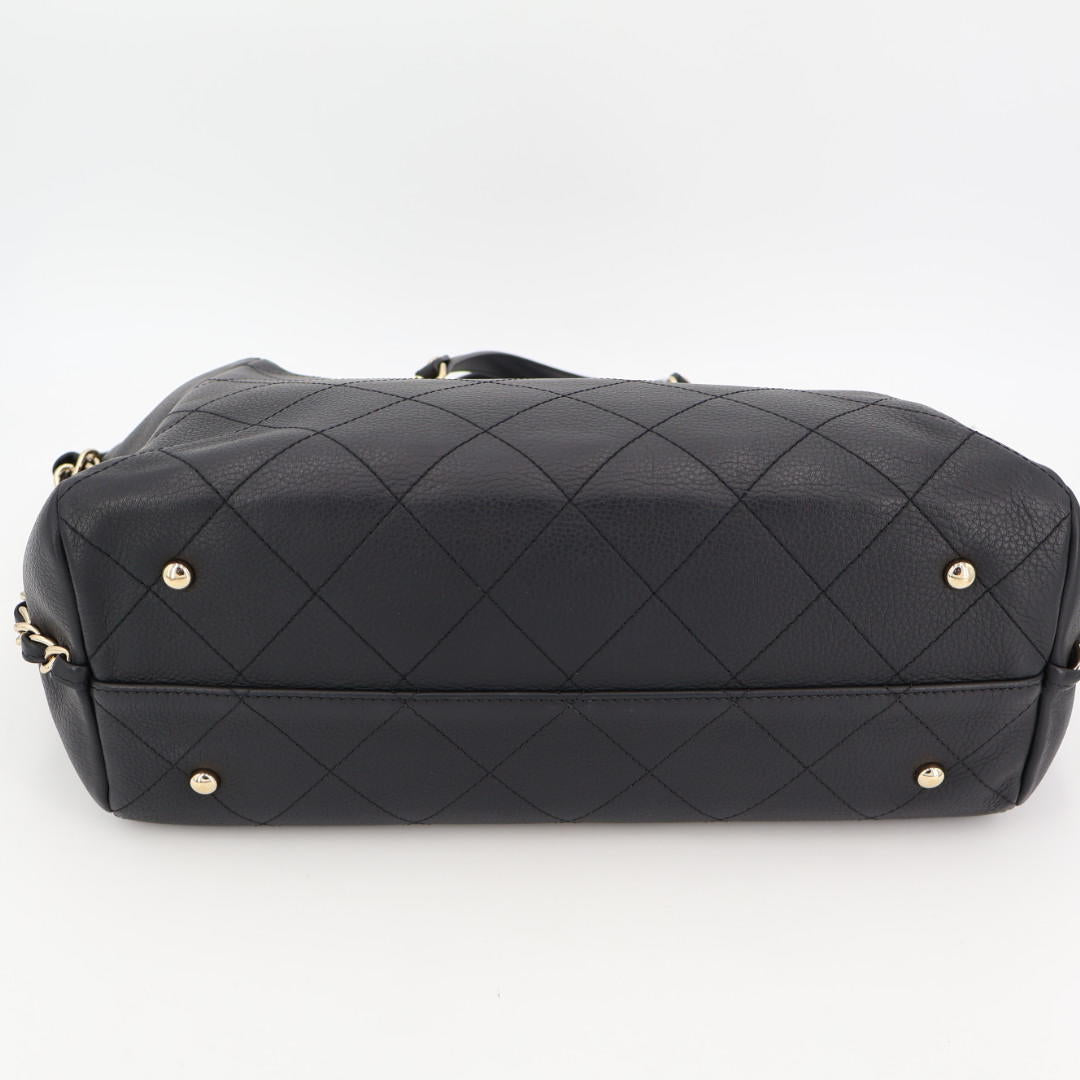 シャネル CHANEL ショッピングバッグ 2way チェーンショルダーバッグ バッグ レディース ブルスキン ブラック × ゴールド金具