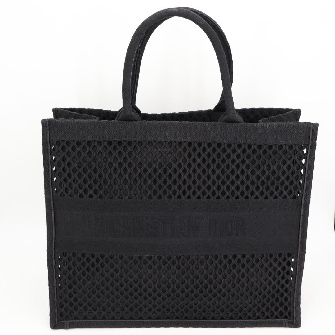 クリスチャンディオール Christian Dior ブックトート メッシュ ハンドバッグ トートバッグ キャンバス ブラック